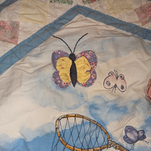 Vintage Classic Pooh Winnie the Pooh butterfly Baby Crib Blanket Quilt Quilted - Picture 7 of 16